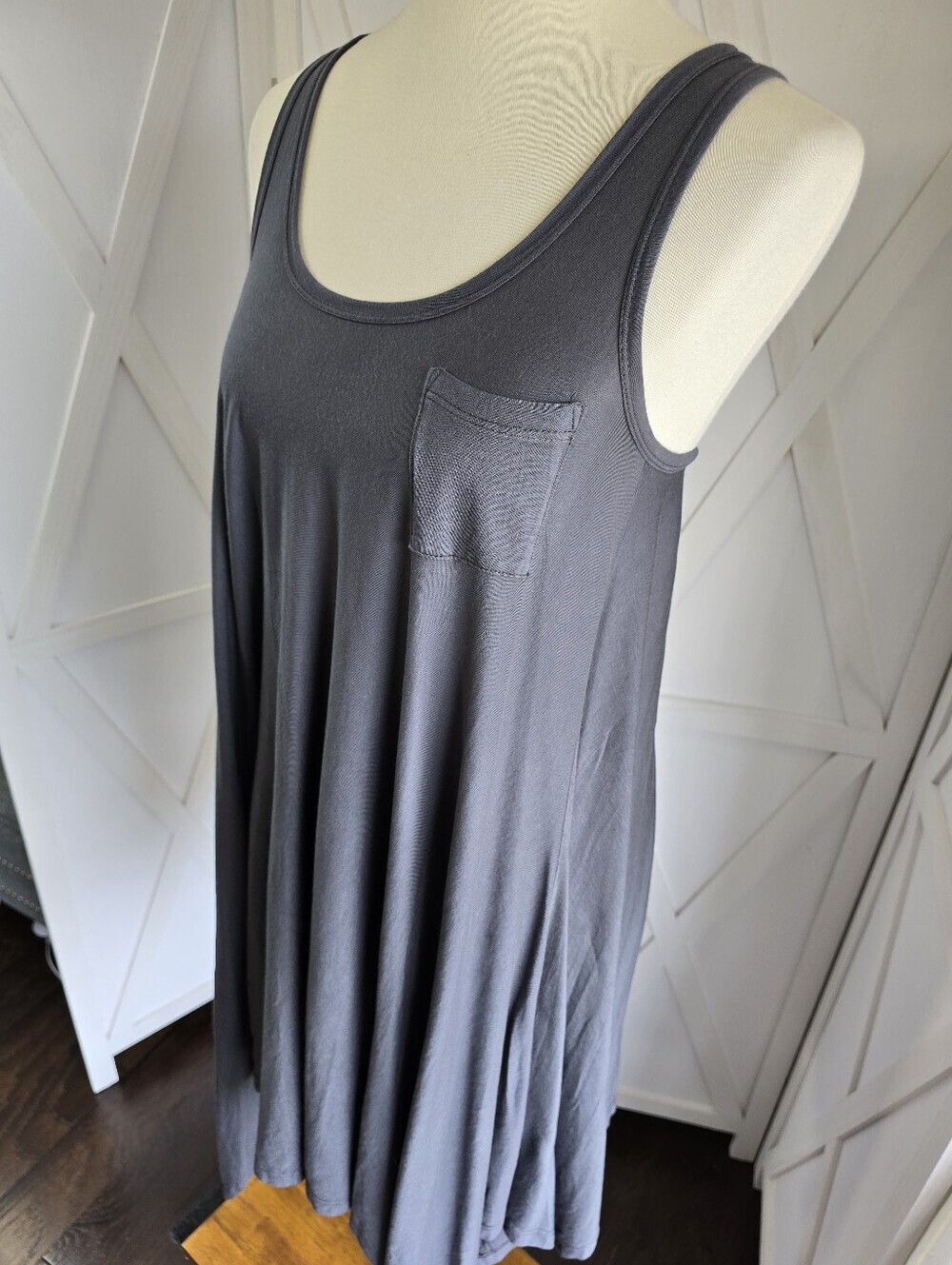 7 For All Mankind Sleeveless Aysemmetrical Gray Swingy Dress - Picture 3 of 9